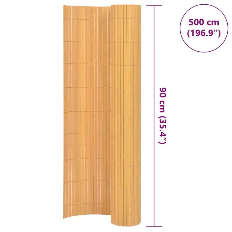 Brise-Vue Rouleau PVC Double Face Jaune Aspect Bambou 500 x 90 cm