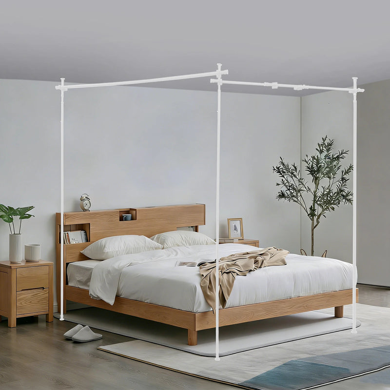 Support de rideau séparateur de pièce sans perçage blanc, pour un salon