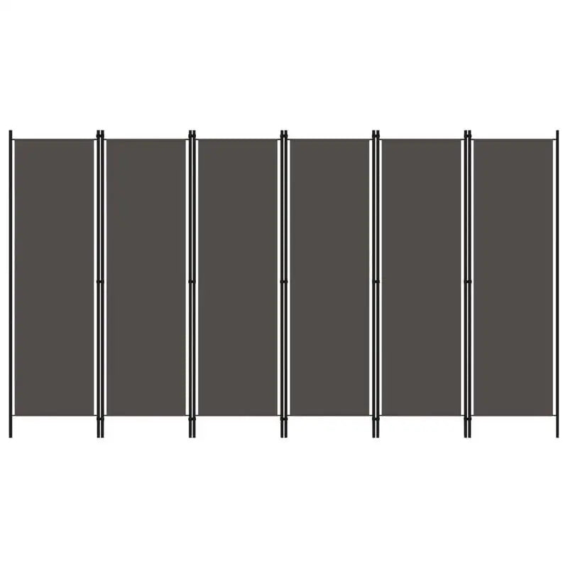 Paravent 6 Panneaux Autoportant Tissu Anthracite 300 x 180 cm