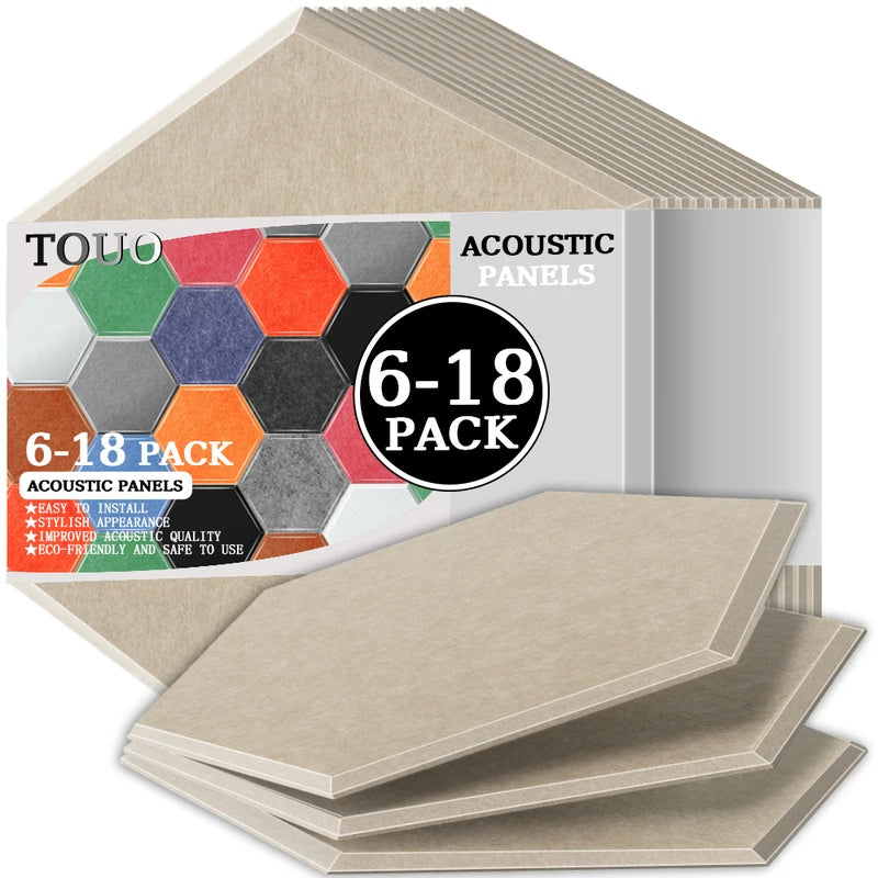 Panneau Acoustique Mural Hexagonal Polyester 6 à 18 Pièces 0,8 cm