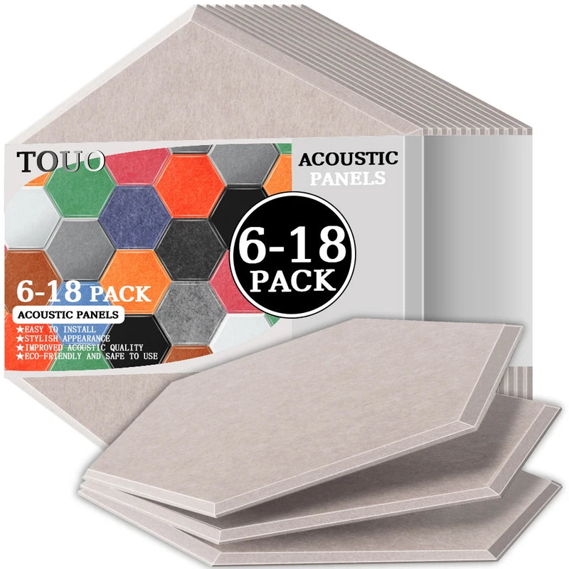 Panneau Acoustique Mural Hexagonal Polyester 6 à 18 Pièces 0,8 cm