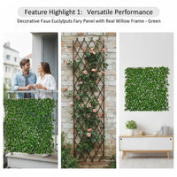 Brise-Vue Extensible Feuillage Eucalyptus Vert Cadre Saule 180 x 90 cm