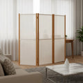 Paravent 3 Panneaux Bois d'Acacia Textilène Crème 210 x 180 cm