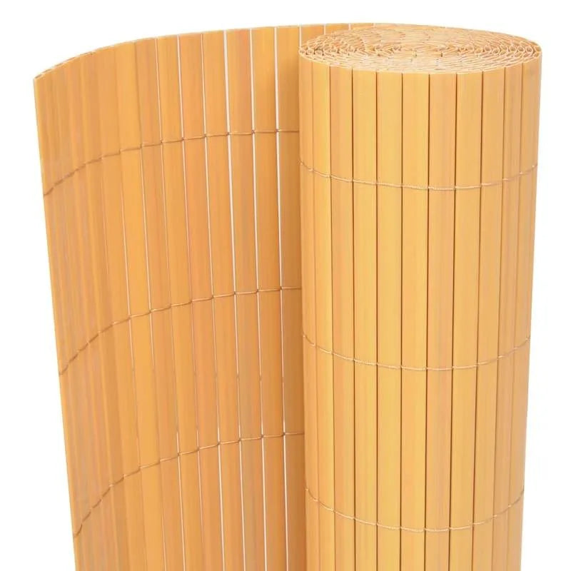 Brise-Vue Rouleau PVC Double Face Jaune Aspect Bambou 500 x 90 cm