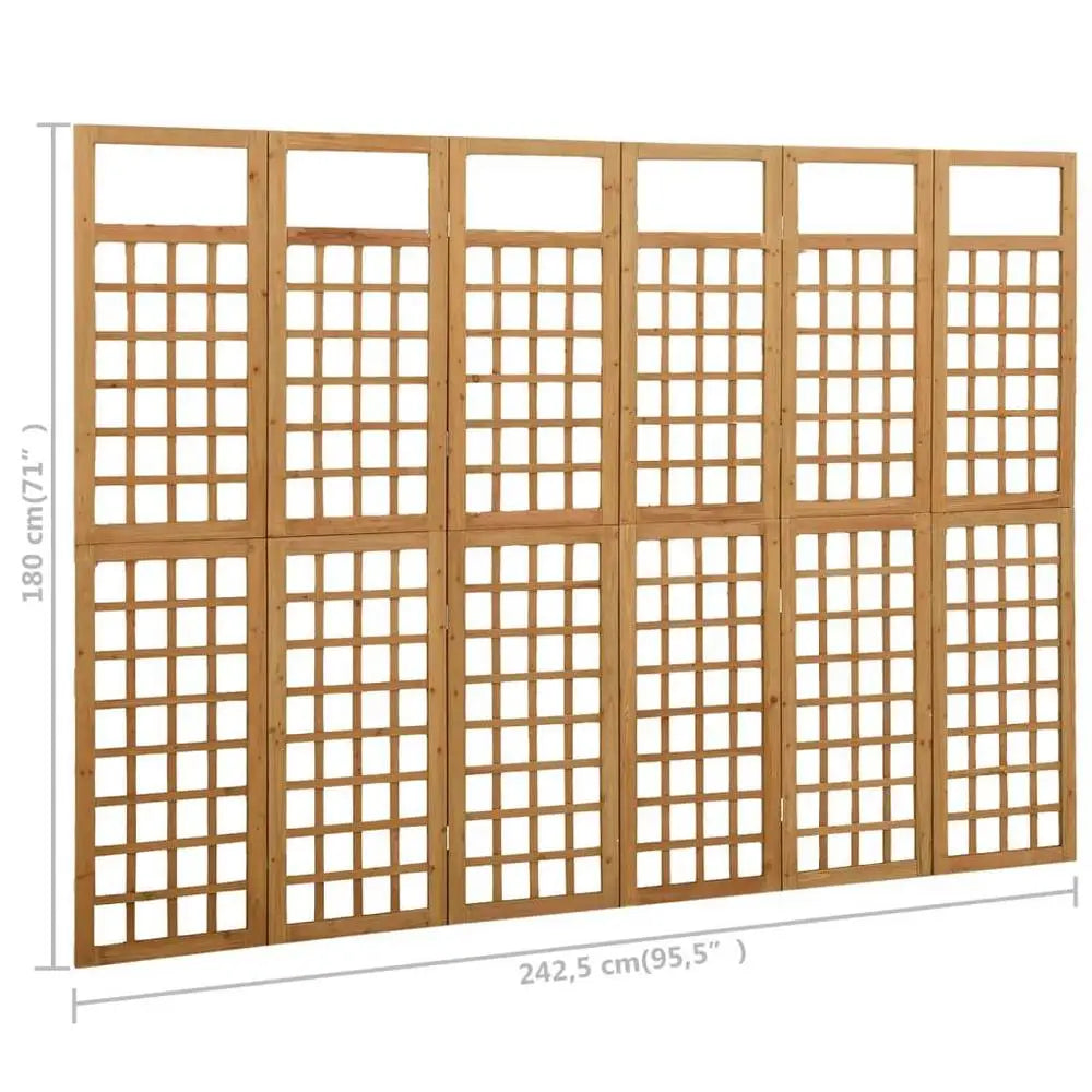 Paravent Treillis 6 Panneaux Bois Naturel 242,5 x 180 cm