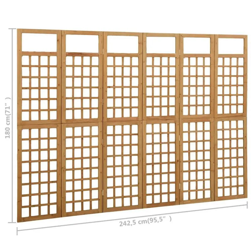 Paravent Treillis 6 Panneaux Bois Naturel 242,5 x 180 cm