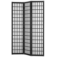 Paravent Japonais 3 Panneaux Shoji Bois de Paulownia Noir 120,5 x 170 cm