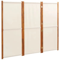 Paravent 3 Panneaux Bois d'Acacia Textilène Crème 210 x 180 cm