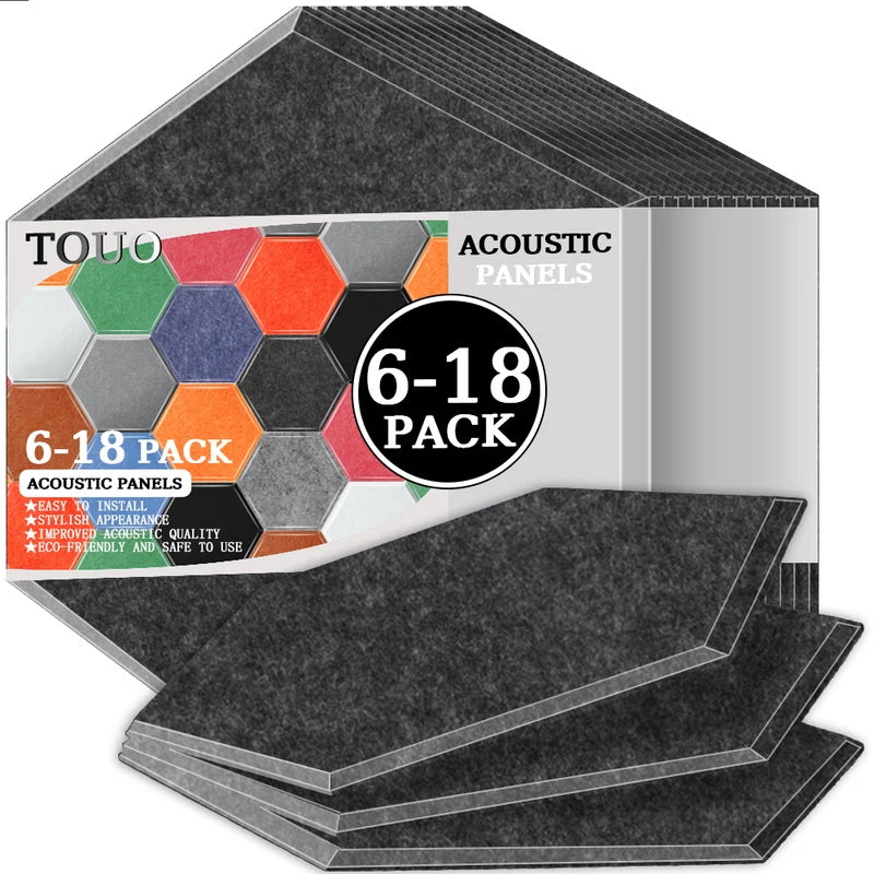 Panneau Acoustique Mural Hexagonal Polyester 6 à 18 Pièces 0,8 cm