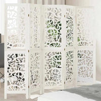 Paravent 5 Panneaux Bois Ajouré Arabesques Blanc Hauteur 160 cm