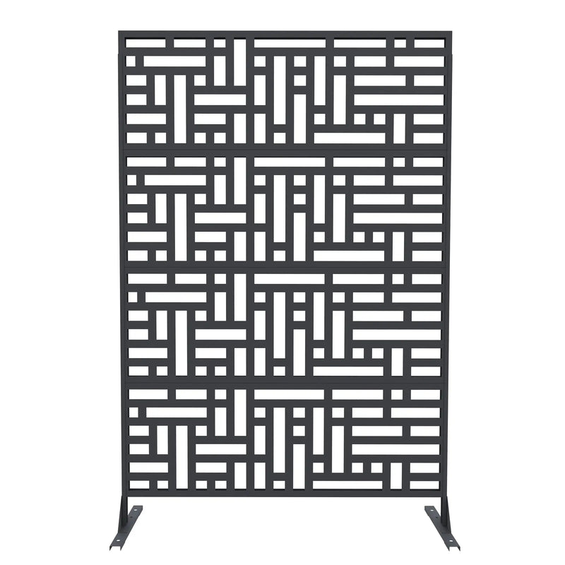 Paravent Extérieur Métal Ajouré 8 Motifs Noir Blanc ou Brun 117 x 180 cm