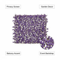 Brise-Vue Extensible Feuillage Artificiel Violet Cadre Saule 180 x 90 cm