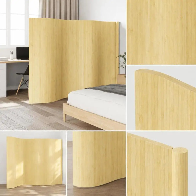 Paravent bambou ondulé souple beige, pour un salon