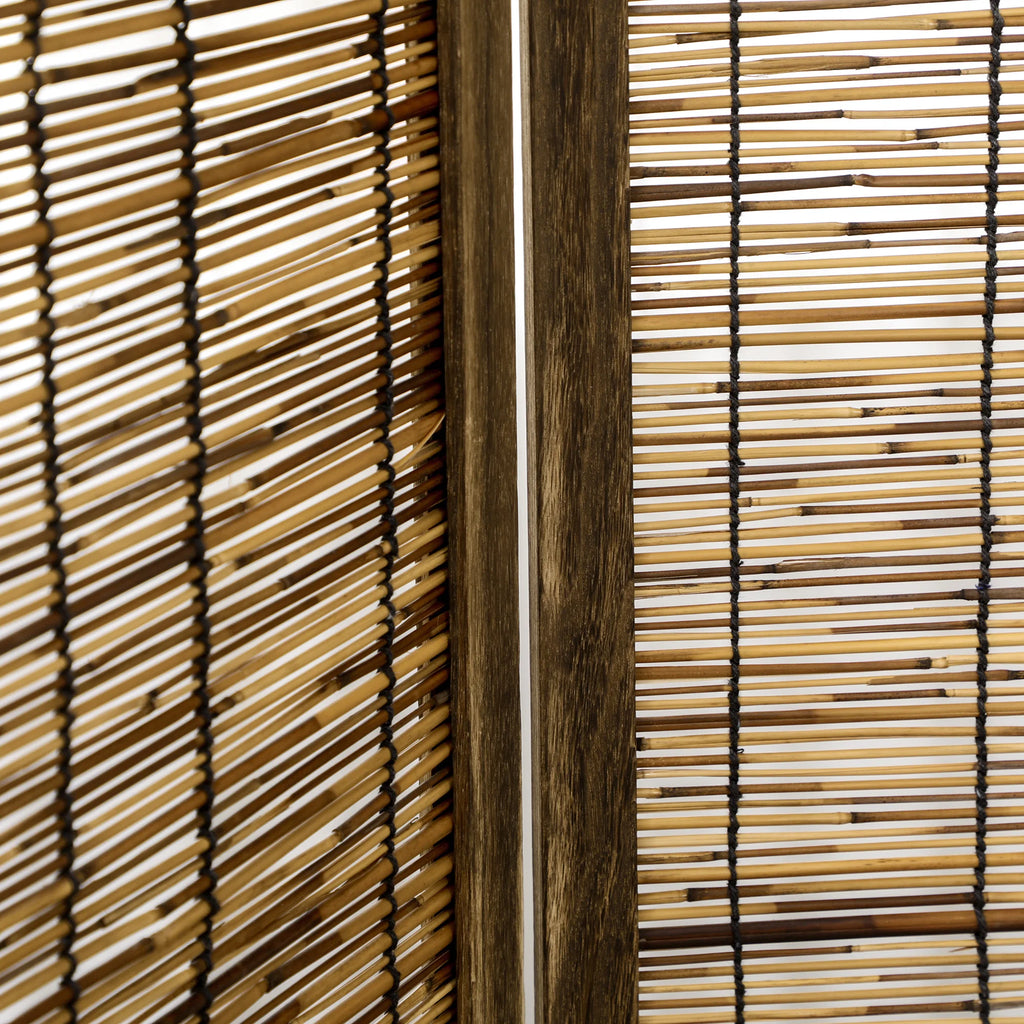 Paravent 4 Panneaux Paulownia et Roseau Naturel 160 x 170 cm