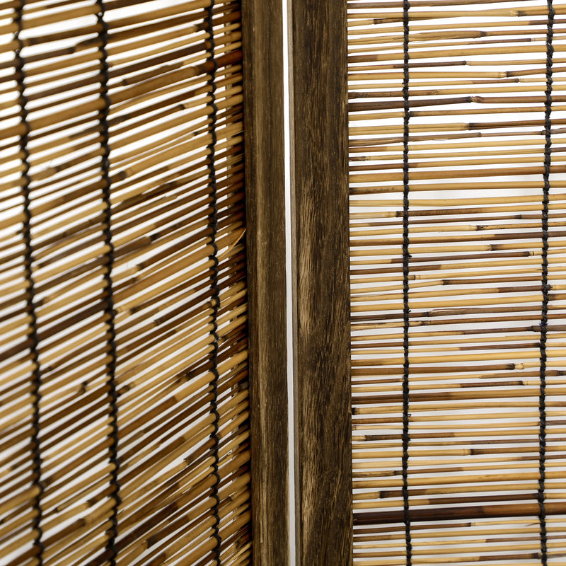 Paravent 4 Panneaux Paulownia et Roseau Naturel 160 x 170 cm