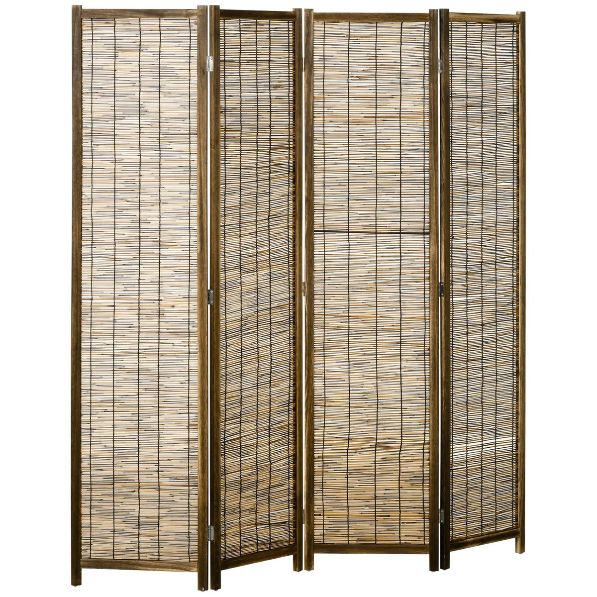 Paravent 4 Panneaux Paulownia et Roseau Naturel 160 x 170 cm