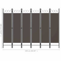 Paravent 6 panneaux tissu anthracite cadre métal, pour préserver son intimité