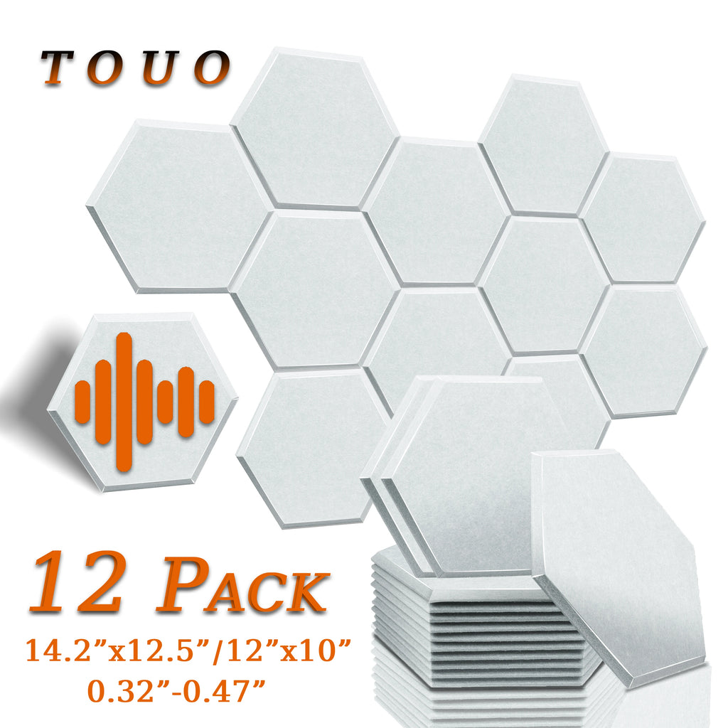 Panneau Acoustique Décoratif Hexagonal 12 Pièces Polyester 0,8 à 1,2 cm