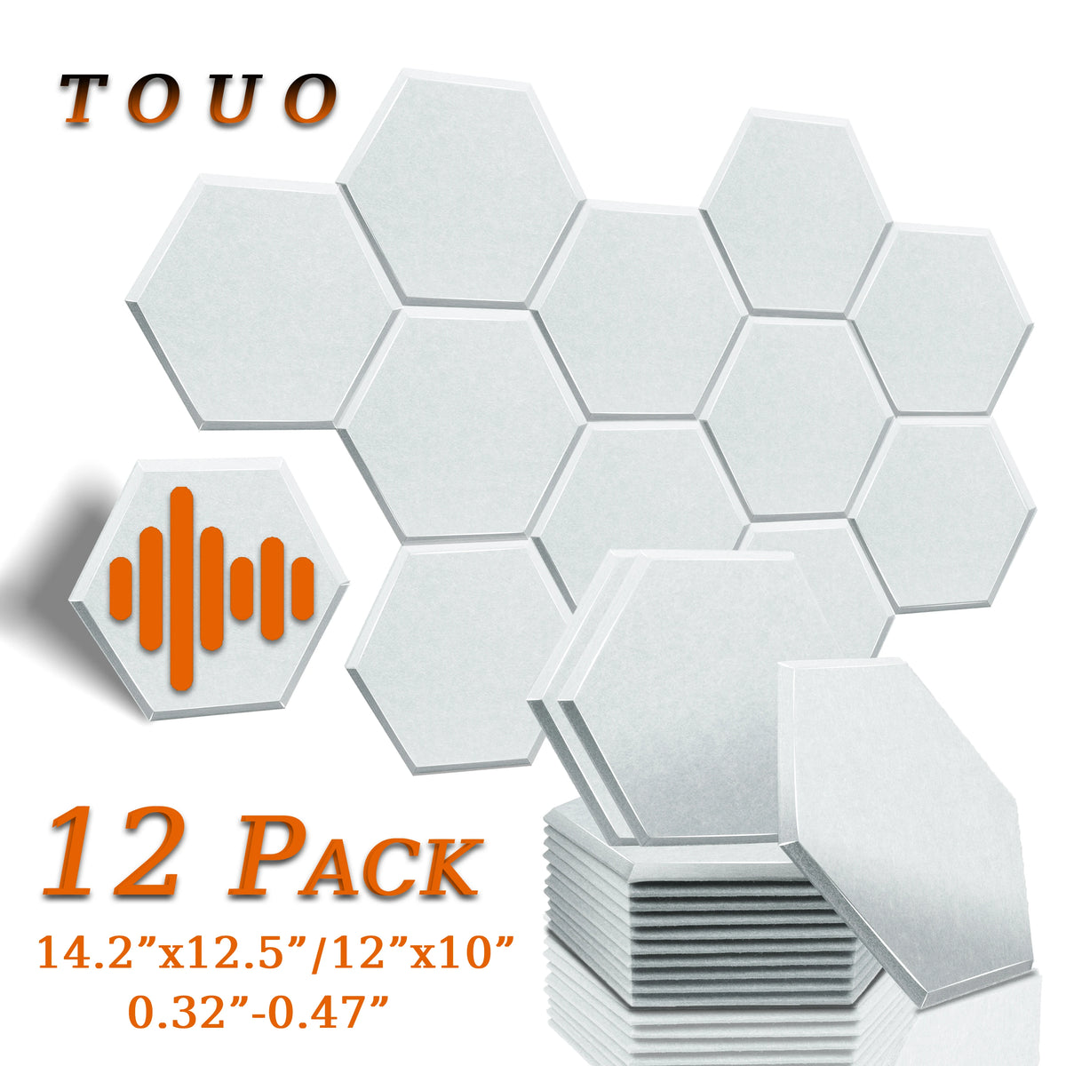 Panneau Acoustique Décoratif Hexagonal 12 Pièces Polyester 0,8 à 1,2 cm