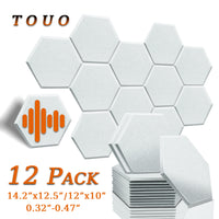 Panneau Acoustique Décoratif Hexagonal 12 Pièces Polyester 0,8 à 1,2 cm