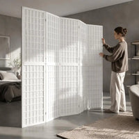 Paravent Japonais Pliant 6 Panneaux Bois de Sapin Blanc 240 x 170 cm