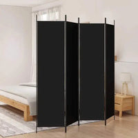Paravent 4 Panneaux Tissu Noir 200 x 200 cm