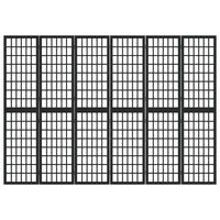 Paravent Japonais 6 Panneaux Shoji Papier de Riz Noir 240 x 170 cm
