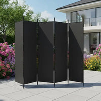 Paravent 6 Panneaux Tissu Noir Cadre Fer 300 x 200 cm