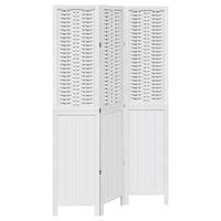 Paravent 3 panneaux bois de paulownia blanc autoportant, pour séparer une pièce