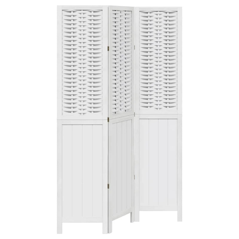 Paravent 3 panneaux bois de paulownia blanc autoportant, pour séparer une pièce