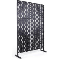 Paravent Extérieur Métal Noir Motif Géométrique Autoportant 122 x 198 cm