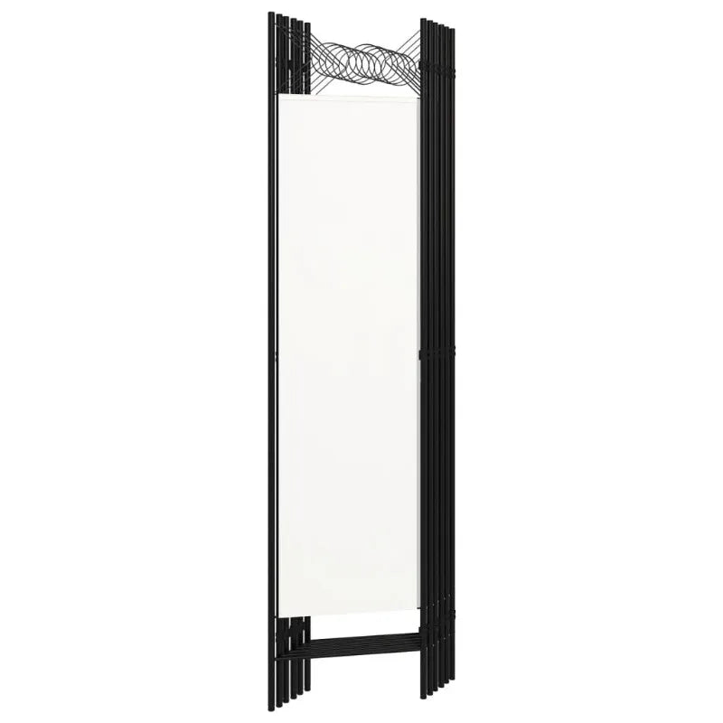 Paravent 6 Panneaux Tissu Blanc Cadre Fer Noir 240 x 180 cm