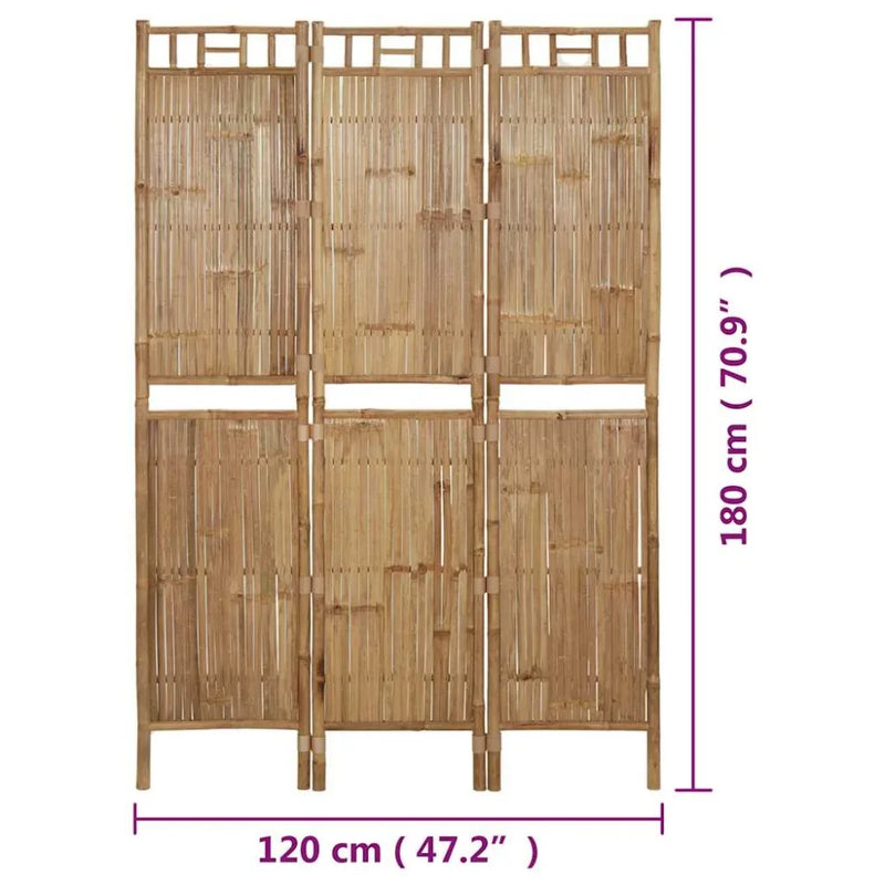 Paravent 3 panneaux bambou naturel, pour un coin bureau