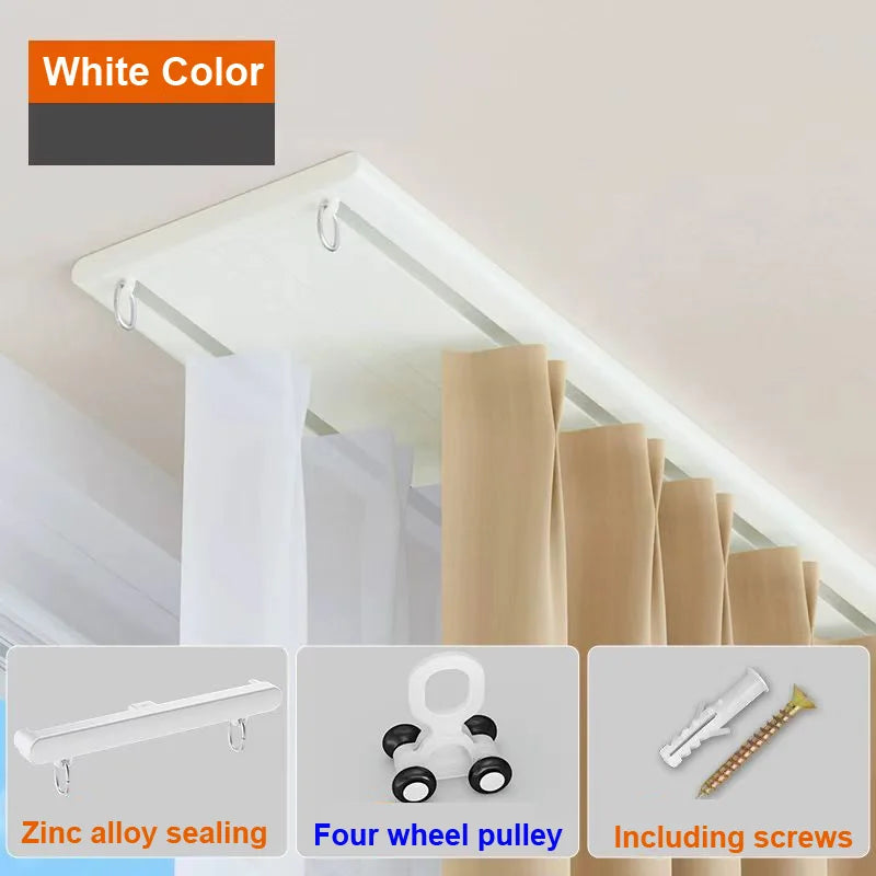Rail plafond double voie ultra fin aluminium blanc ou champagne