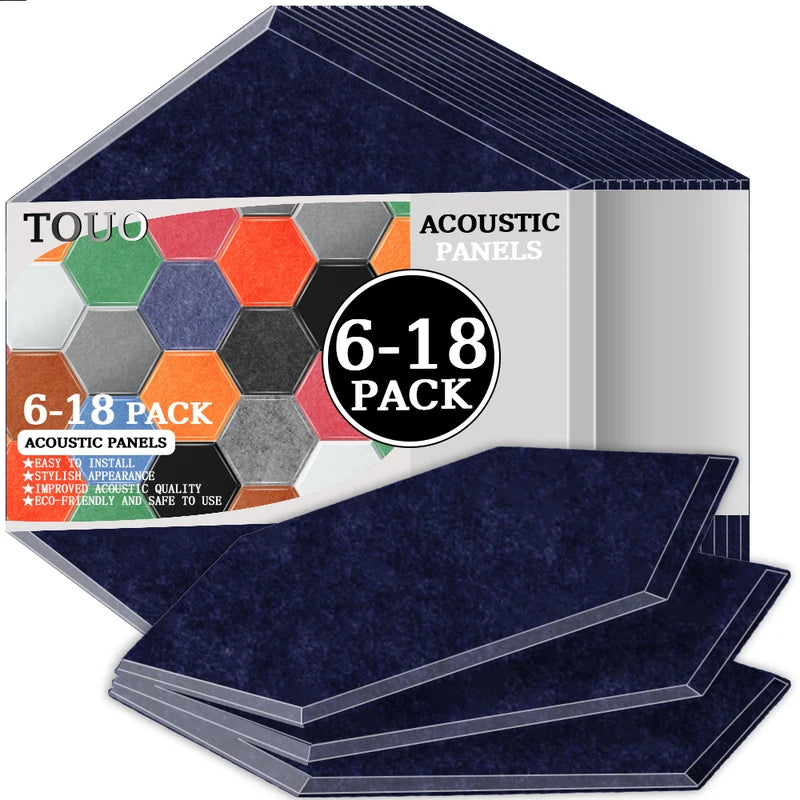 Panneau Acoustique Mural Hexagonal Polyester 6 à 18 Pièces 0,8 cm