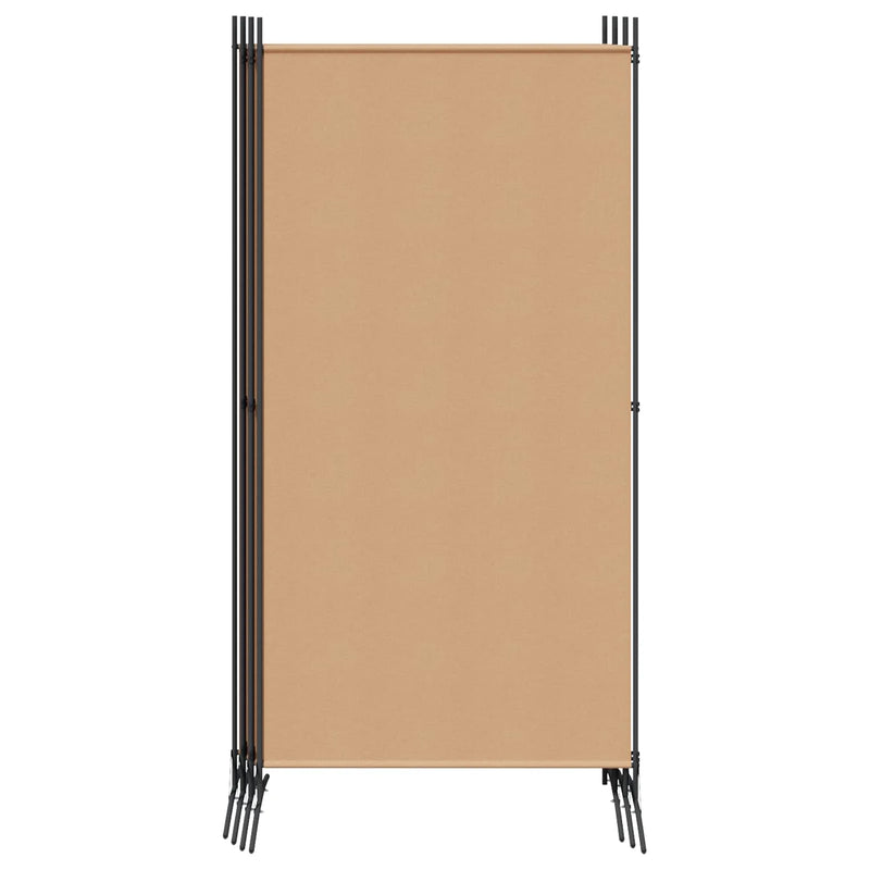 Paravent 6 Panneaux Tissu Beige Cadre Métal 520 x 180 cm
