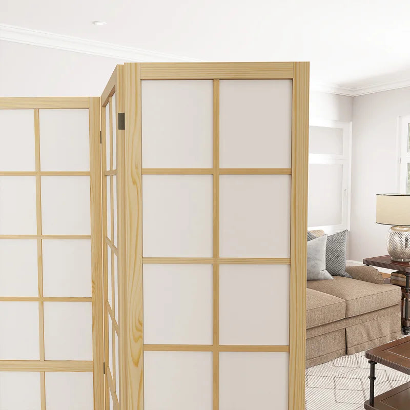 Paravent Japonais 4 Panneaux Shoji Pin Naturel 160 x 170 cm