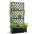 Paravent Extérieur Métal Jardinière Treillis Roulettes Noir Blanc 180 x 120 cm