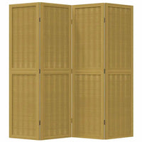 Paravent 4 panneaux bois de paulownia et bambou marron autoportant, pour une chambre