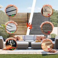 Paravent extérieur autoportant aspect bois ou noir géométrique, pour un jardin
