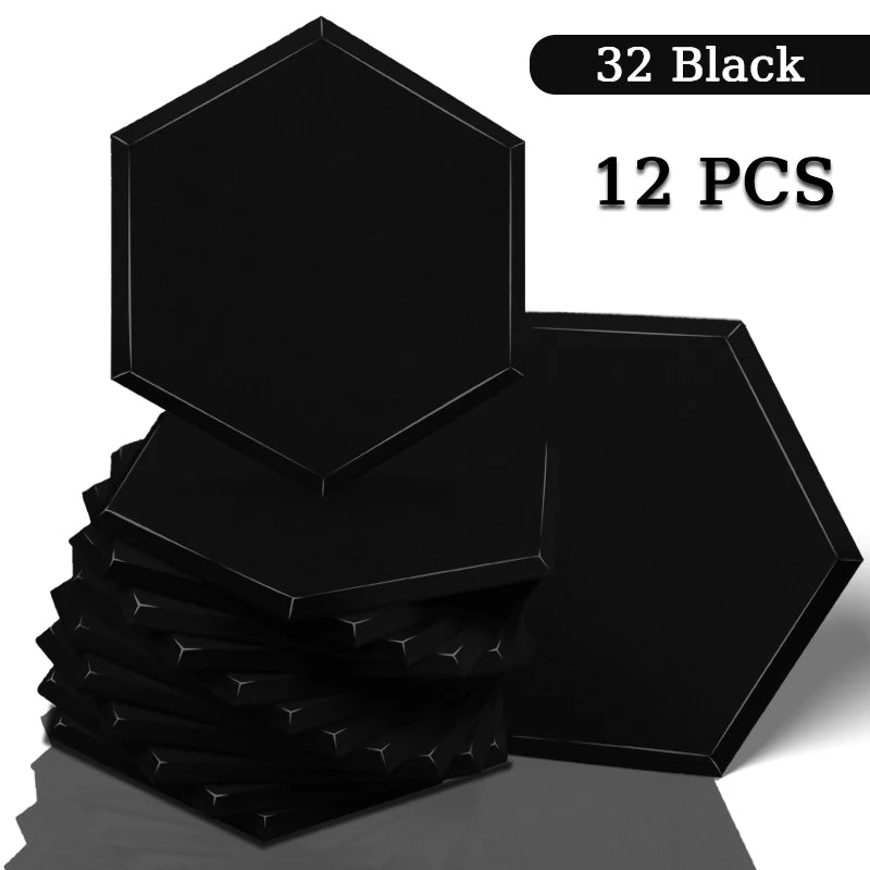 Panneau Acoustique Mural Hexagonal Polyester Lot de 12, 0,8 à 1,2 cm