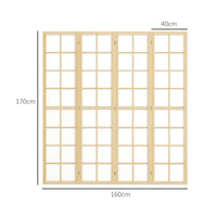 Paravent Japonais 4 Panneaux Shoji Pin Naturel 160 x 170 cm