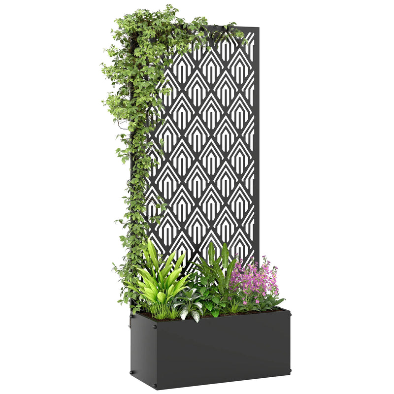 Jardinière métal noir avec treillis ajouré