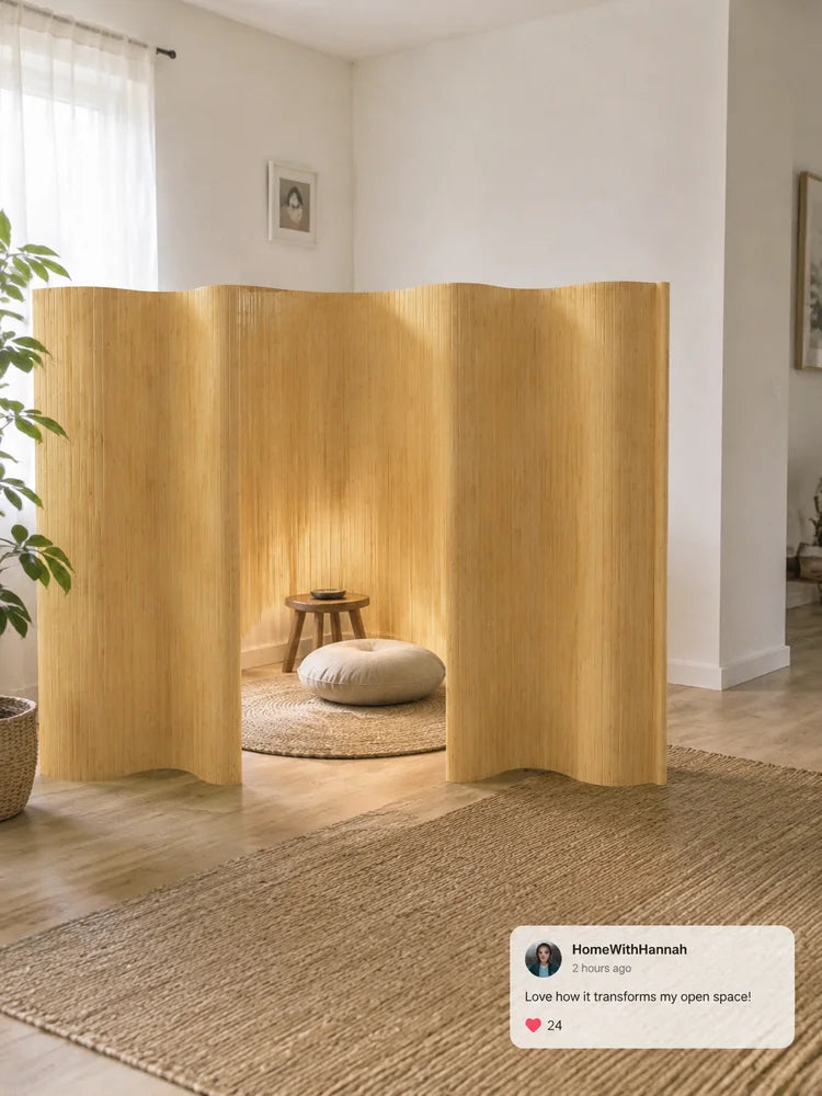 Paravent Bambou Beige Clair Enroulable 600 x 165 cm