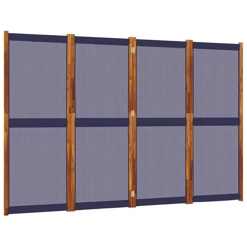 Paravent 4 Panneaux Acacia et Textilène Bleu Foncé 280 x 180 cm