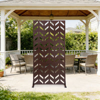 Paravent extérieur acier marron chevrons ajourés autoportant, pour un balcon