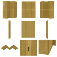 Paravent 4 panneaux bois de paulownia et bambou marron autoportant, pour un coin bureau