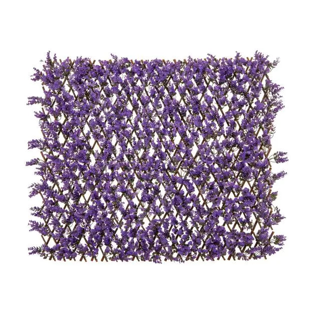 Brise-Vue Extensible Feuillage Artificiel Violet Cadre Saule 180 x 90 cm
