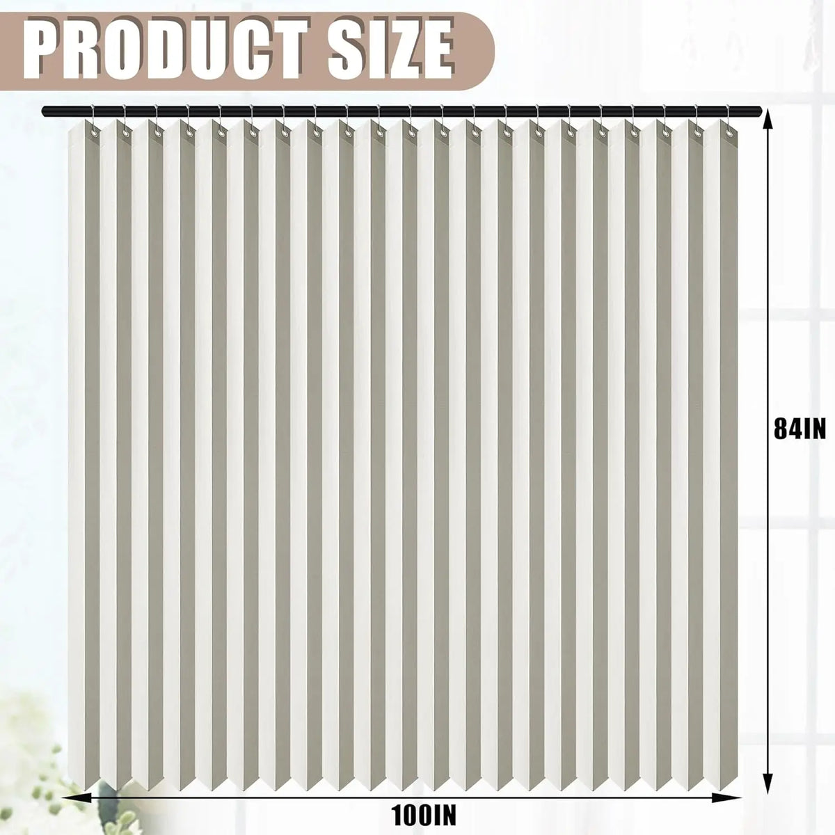 Rideau Séparateur Extra Large Plissé Beige Gris Noir 100 à 300 cm