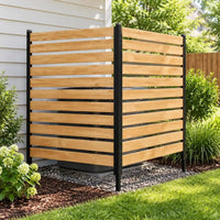 Brise-vue bois aluminium cache-climatiseur 2 panneaux, pour un balcon
